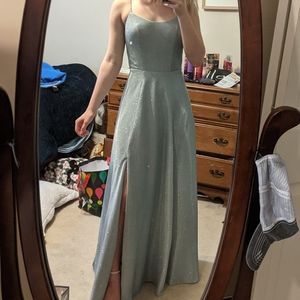 Sparkly Blue Dress with Slit